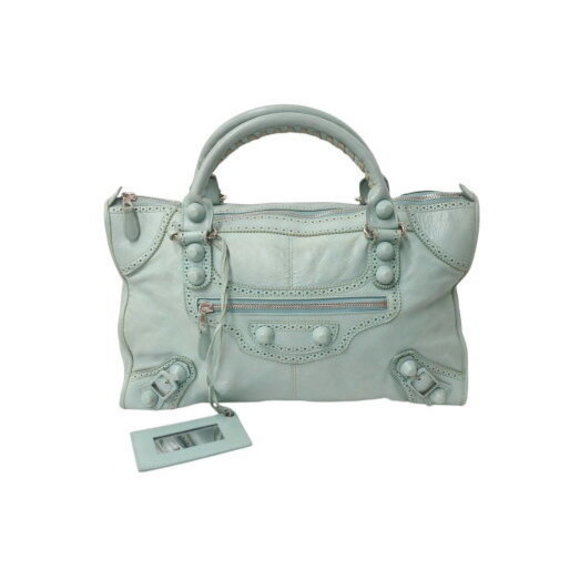 Balenciaga Giant Editors City Covered Handbag Mint Green Leather - Picture 1 of 9